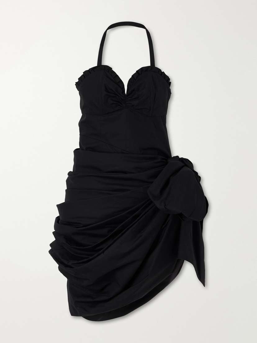 Chloé Halterneck Draped Cotton-poplin Midi Dress
