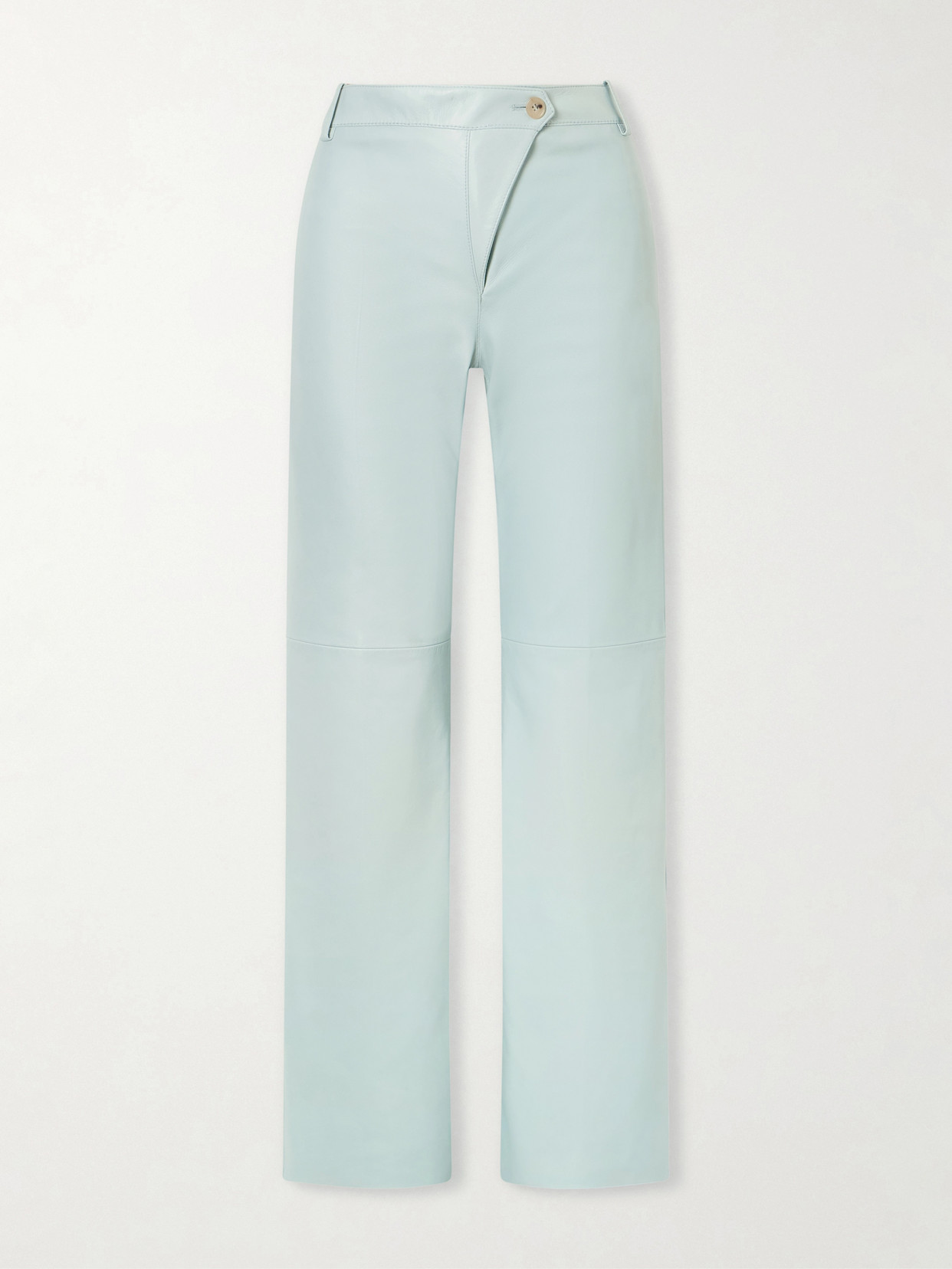 Chloé High-rise Paneled Leather Straight-leg Pants In Blue