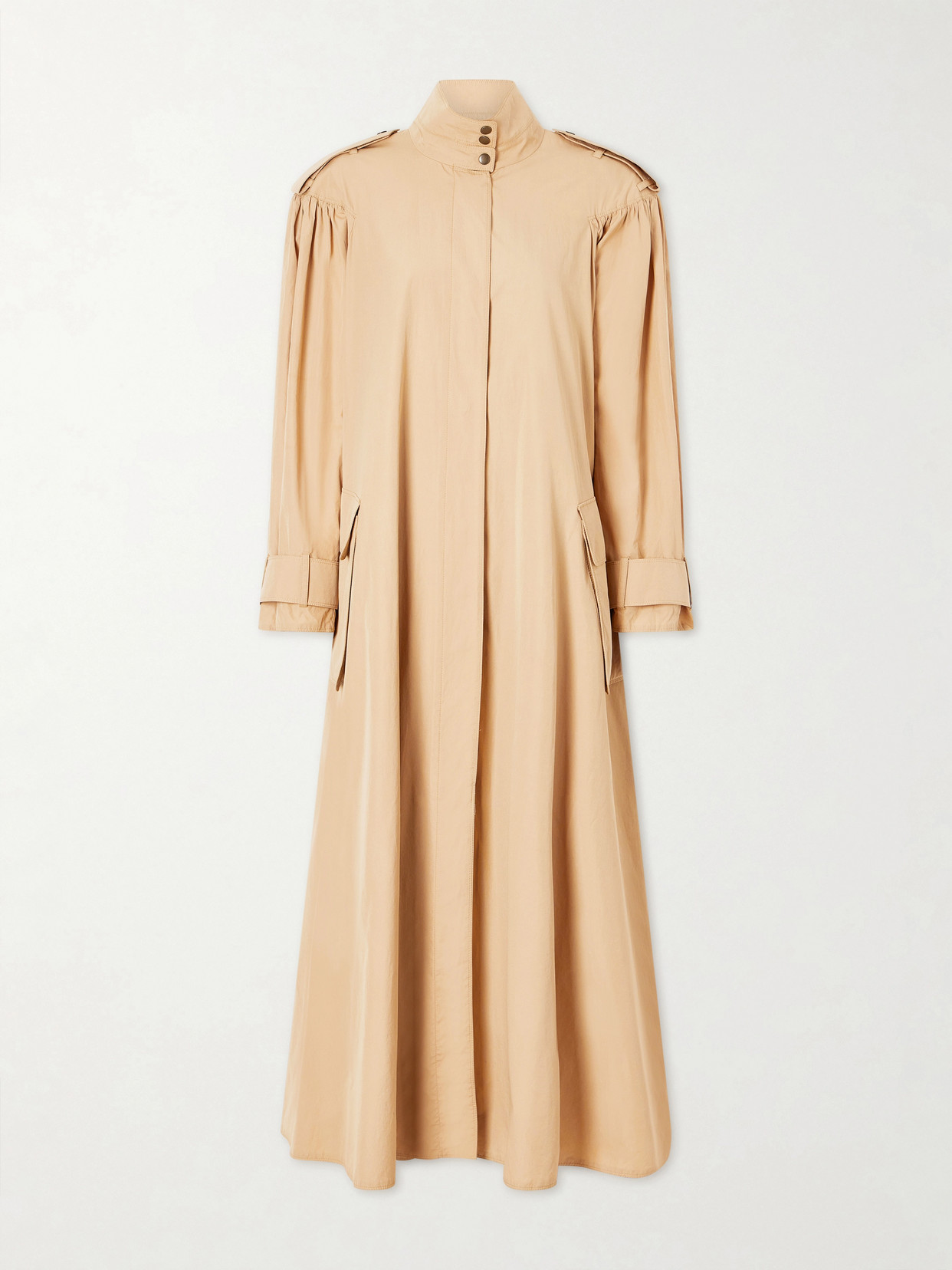 Chloé Ruched Organic Cotton-poplin Trench Coat In Neutral