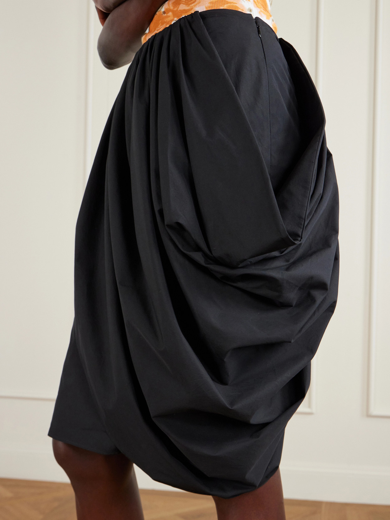 Chloé - Asymmetric Draped Cotton-Poplin Skirt
