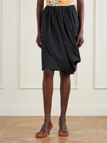 Chloé Asymmetric draped cotton-poplin skirt