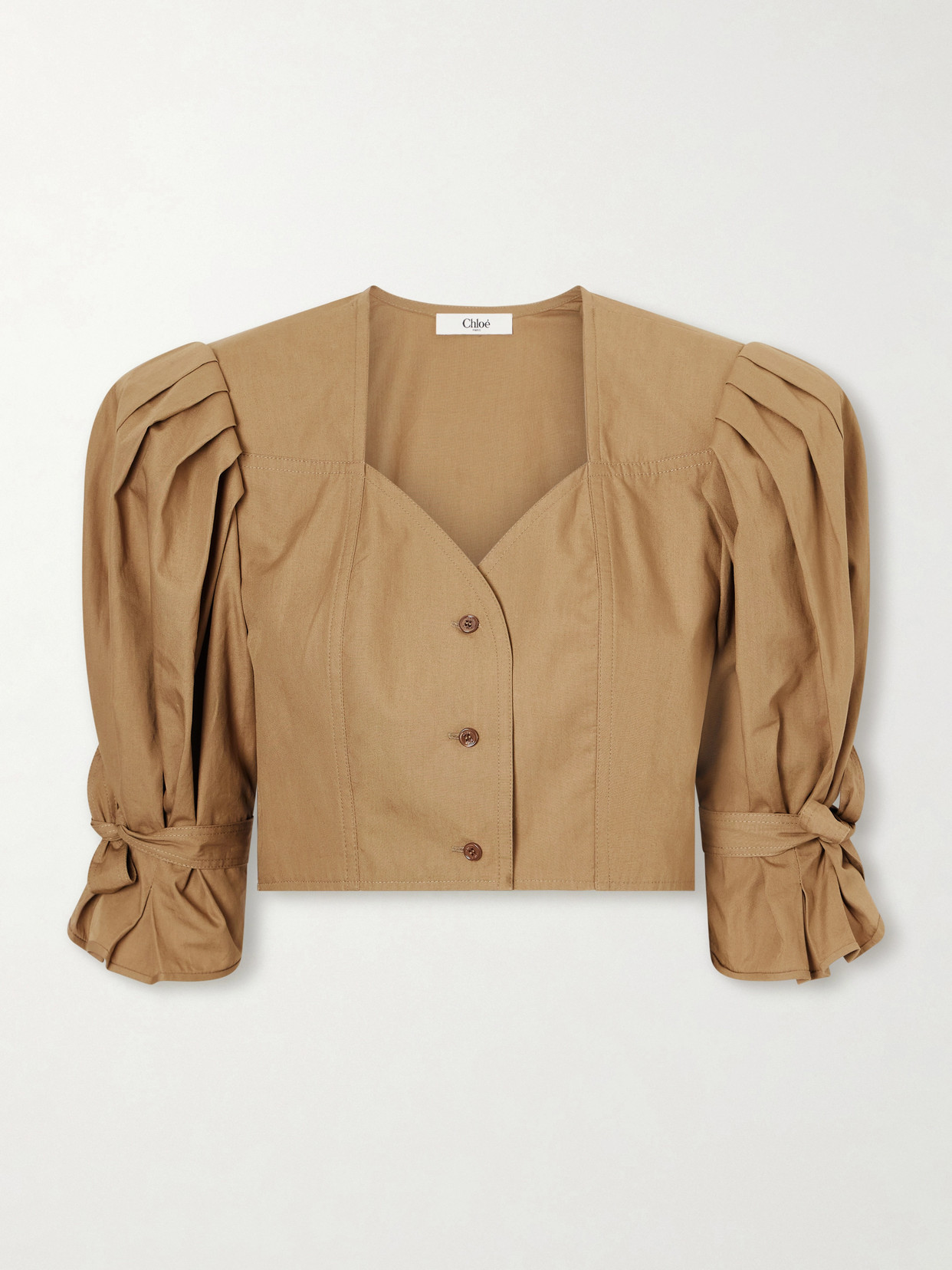 Chloé - Cropped Cotton-Poplin Top
