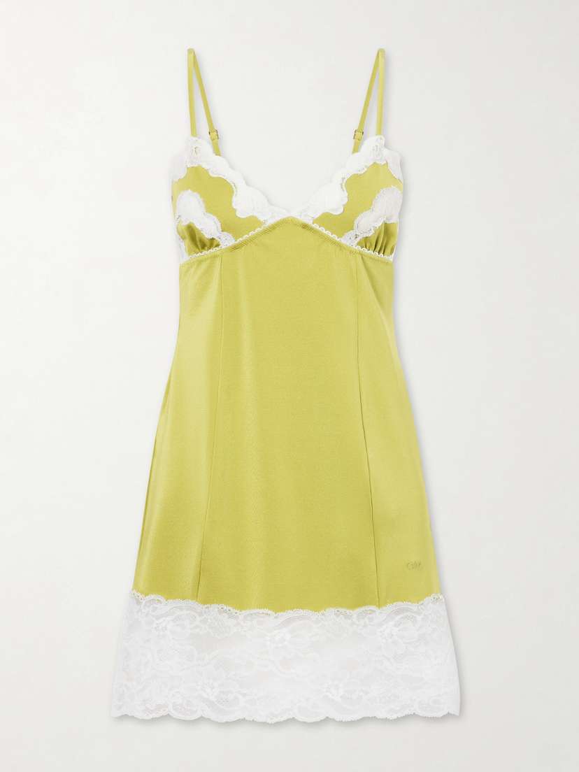 Chloé Lace-trimmed Satin Mini Dress