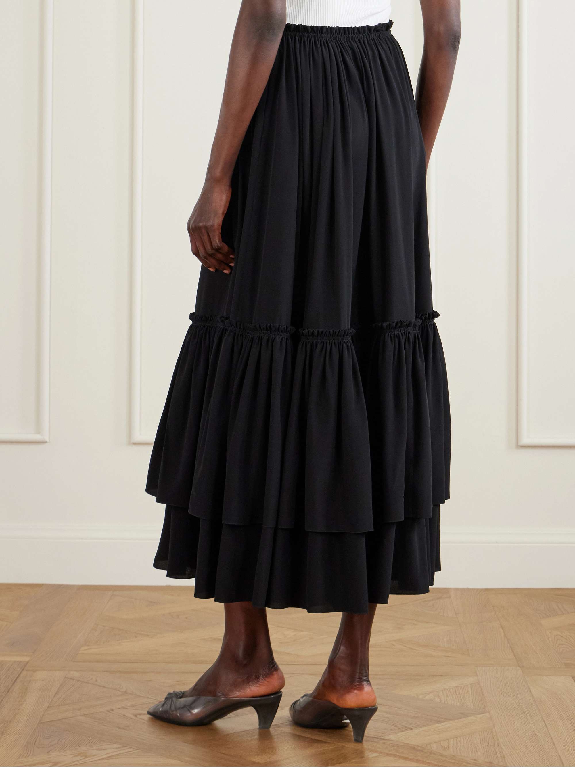 CHLOÉ Tiered silk crepe de chine maxi skirt | NET-A-PORTER