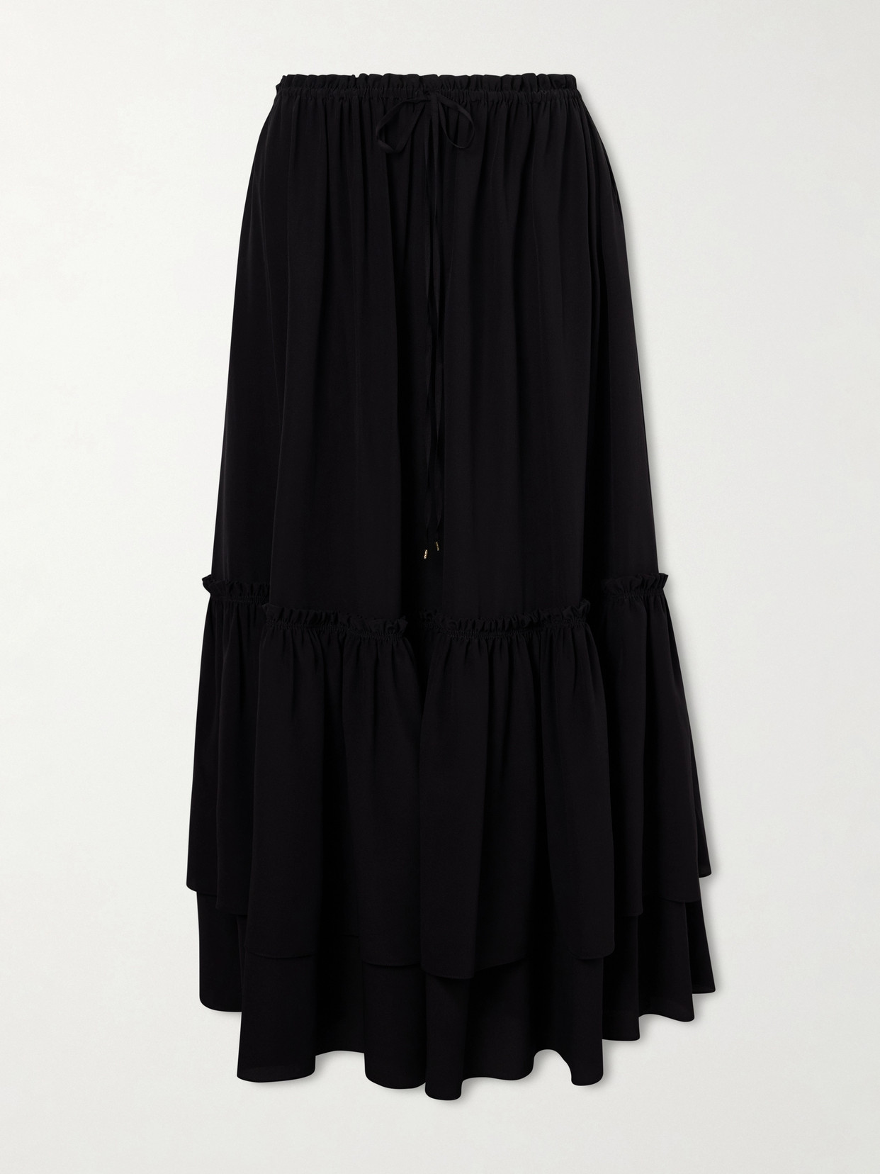 Chloé Tiered Silk Crepe De Chine Maxi Skirt In Blue