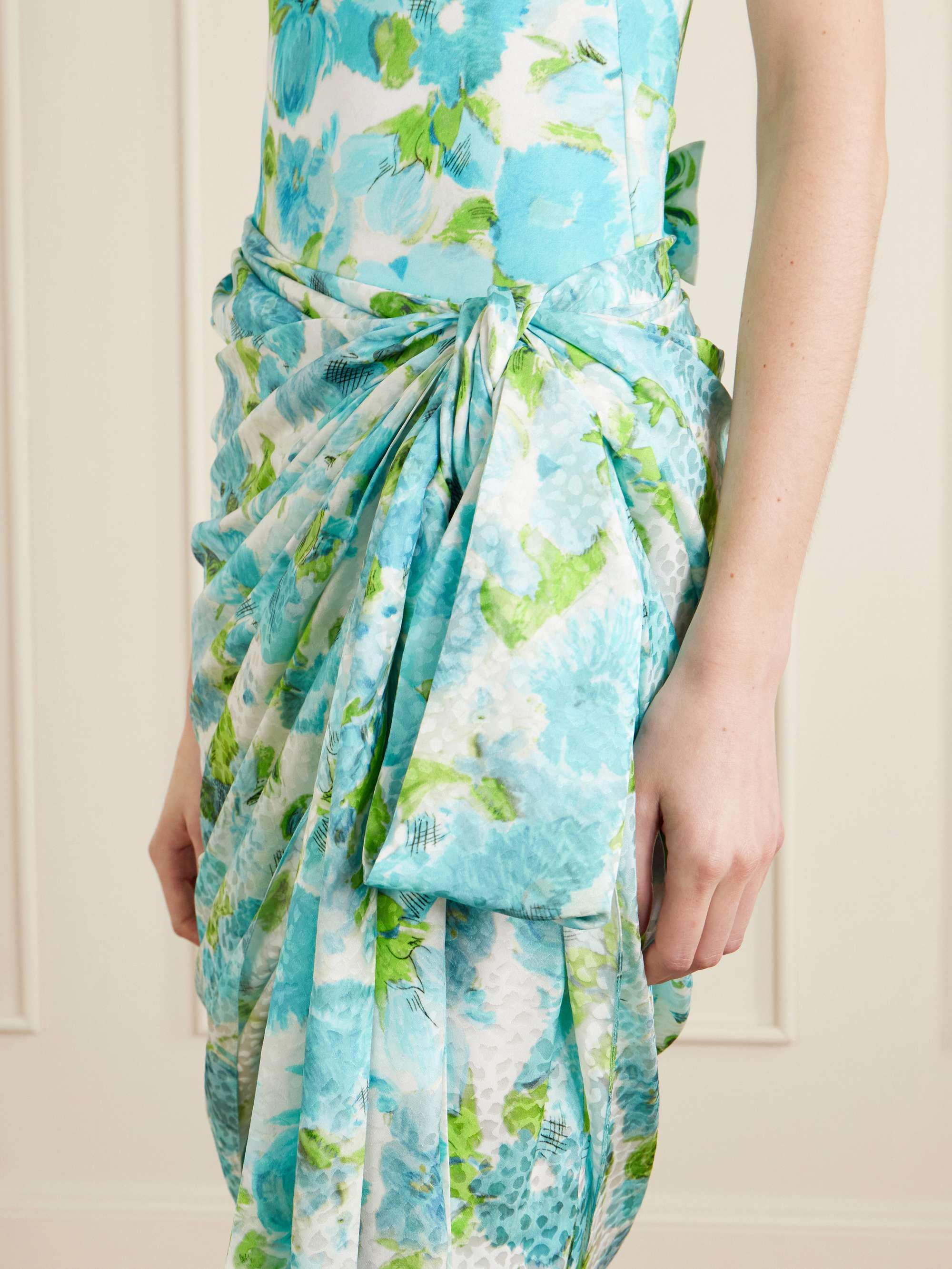 CHLOÉ Floral-print silk-jacquard draped midi skirt | NET-A-PORTER