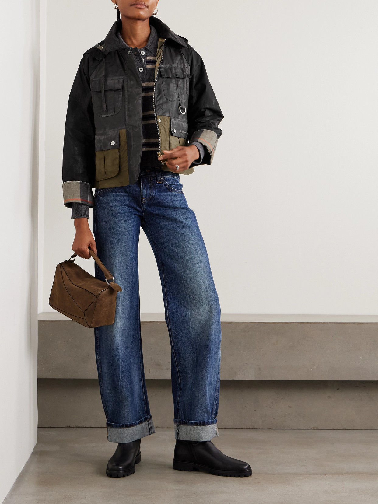 Liza Hooded Paneled Waxed-Cotton Jacket