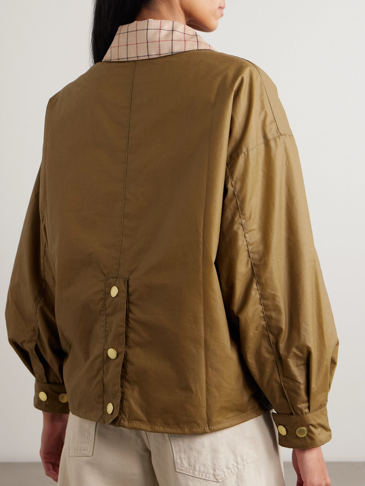 Launton Checked Corduroy-Trimmed Waxed-Cotton Jacket