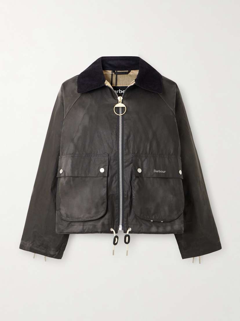 Barbour Marron Leather And Corduroy-trimmed Waxed-cotton Jacket
