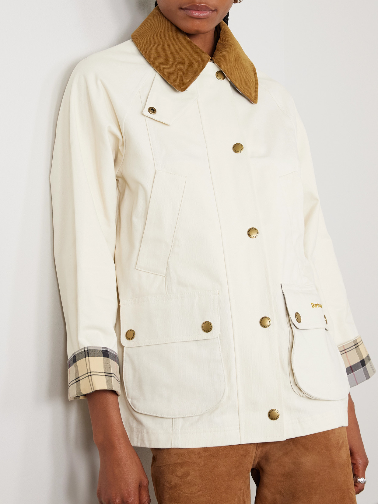 Modern Beadnell Corduroy-Trimmed Waxed-Cotton Jacket