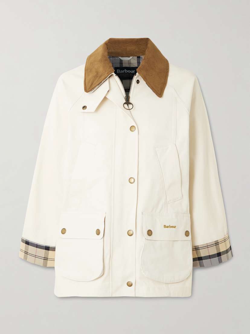 Barbour Modern Beadnell Corduroy-trimmed Waxed-cotton Jacket