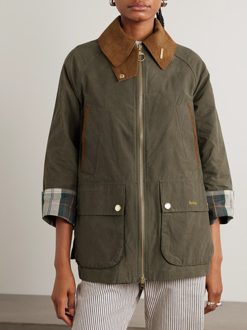 BARBOUR Icons Bedale corduroy-trimmed waxed cotton-blend jacket