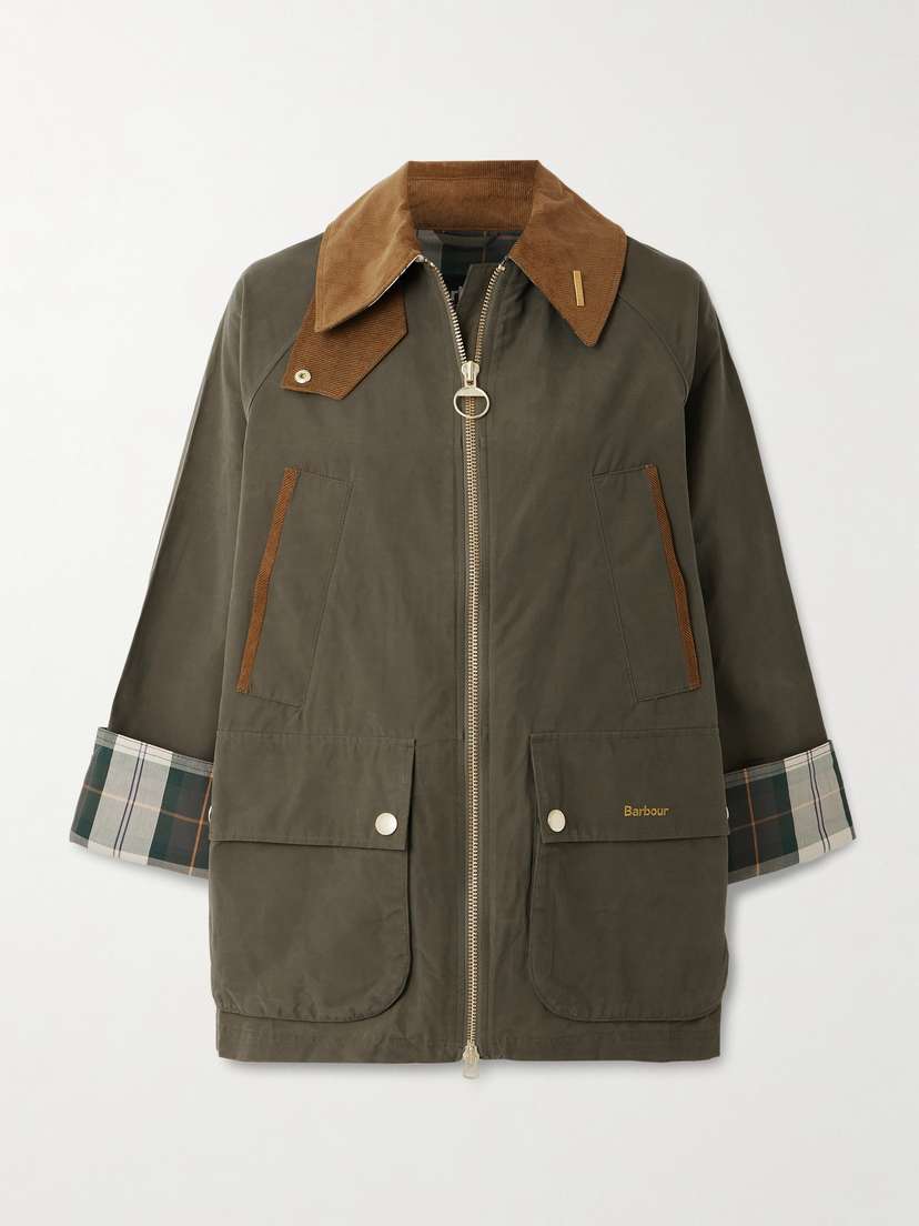 Barbour Icons Bedale Corduroy-trimmed Waxed Cotton-blend Jacket