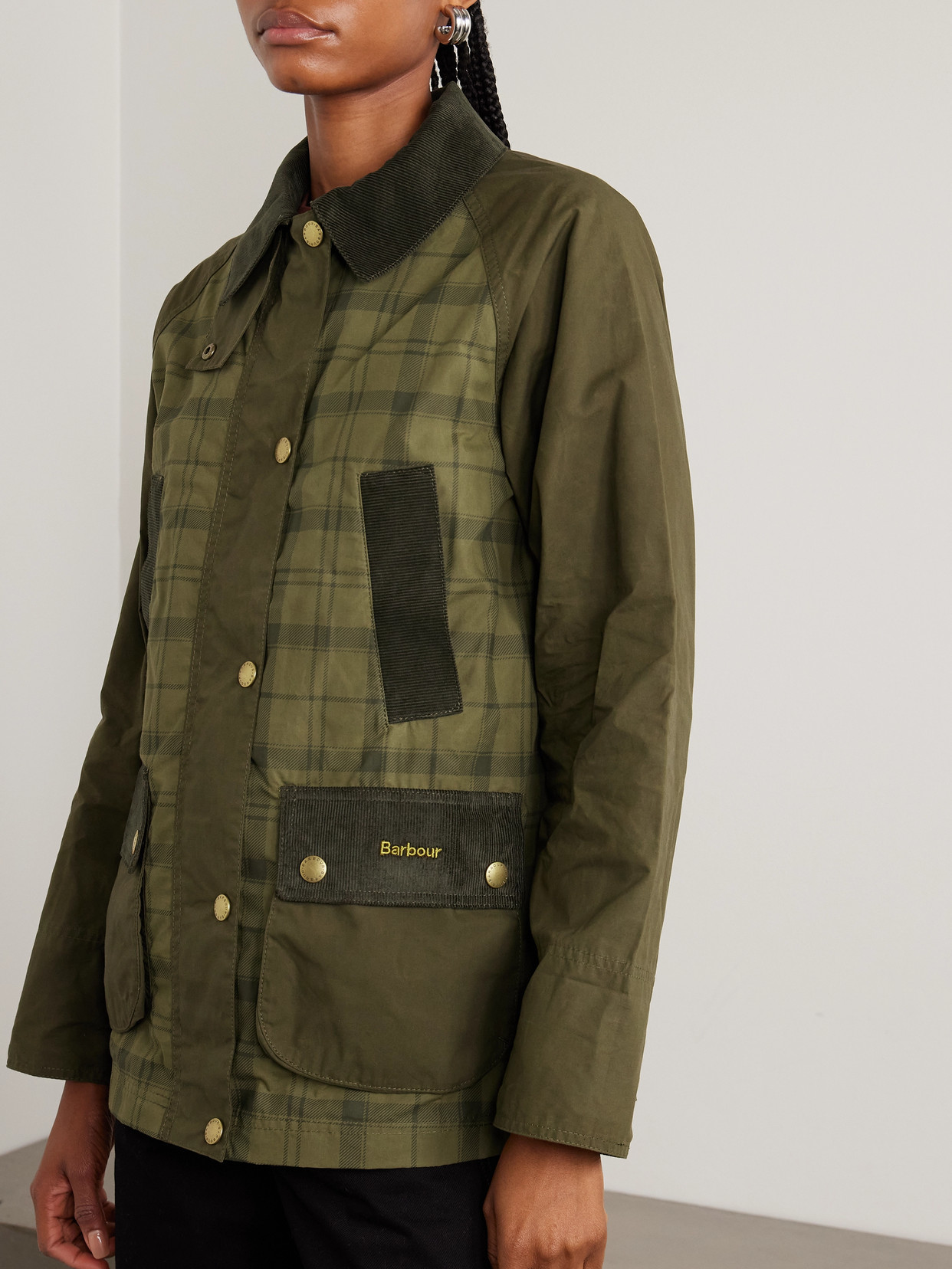 Beadnell Corduroy-Trimmed Checked Cotton Jacket