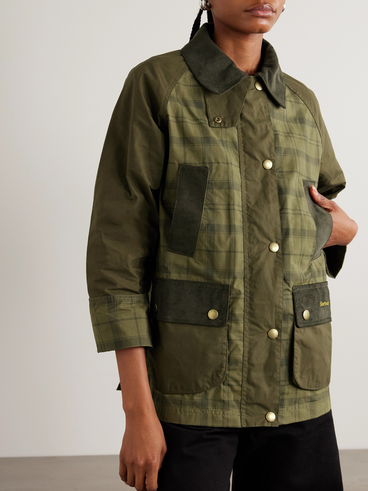 Beadnell Corduroy-Trimmed Checked Cotton Jacket