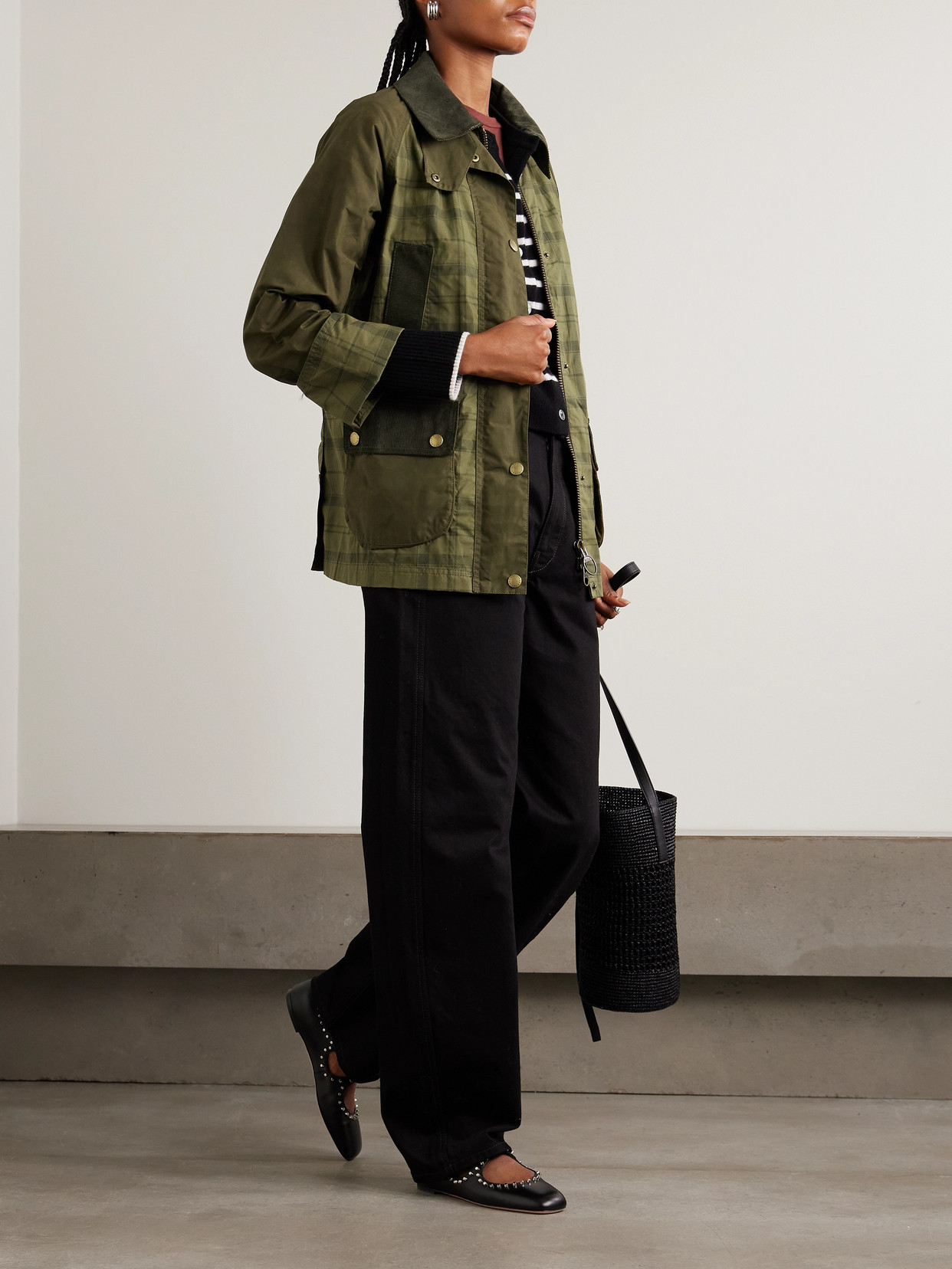 Beadnell Corduroy-Trimmed Checked Cotton Jacket