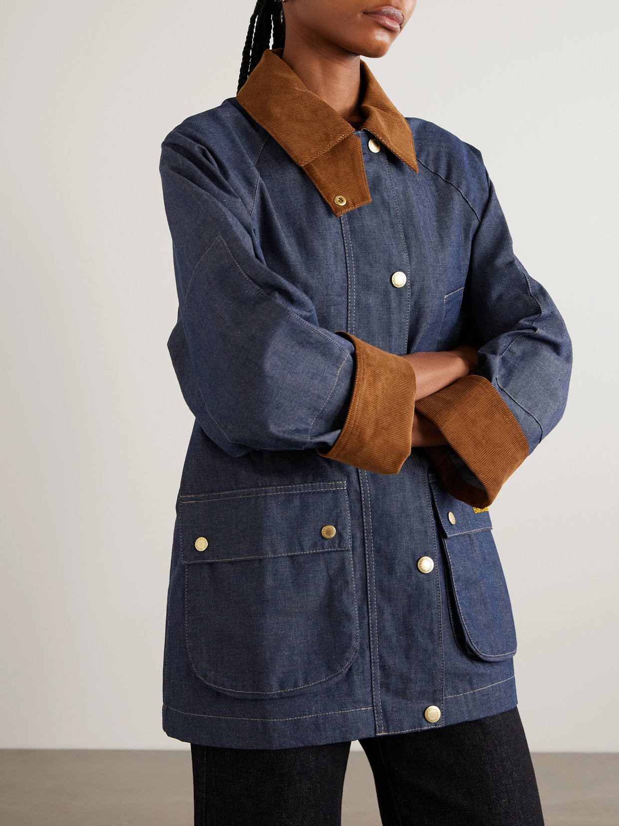 Asker Cotton Corduroy-Trimmed Denim Jacket