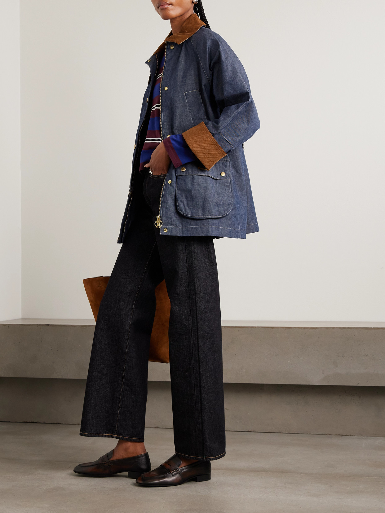Asker Cotton Corduroy-Trimmed Denim Jacket