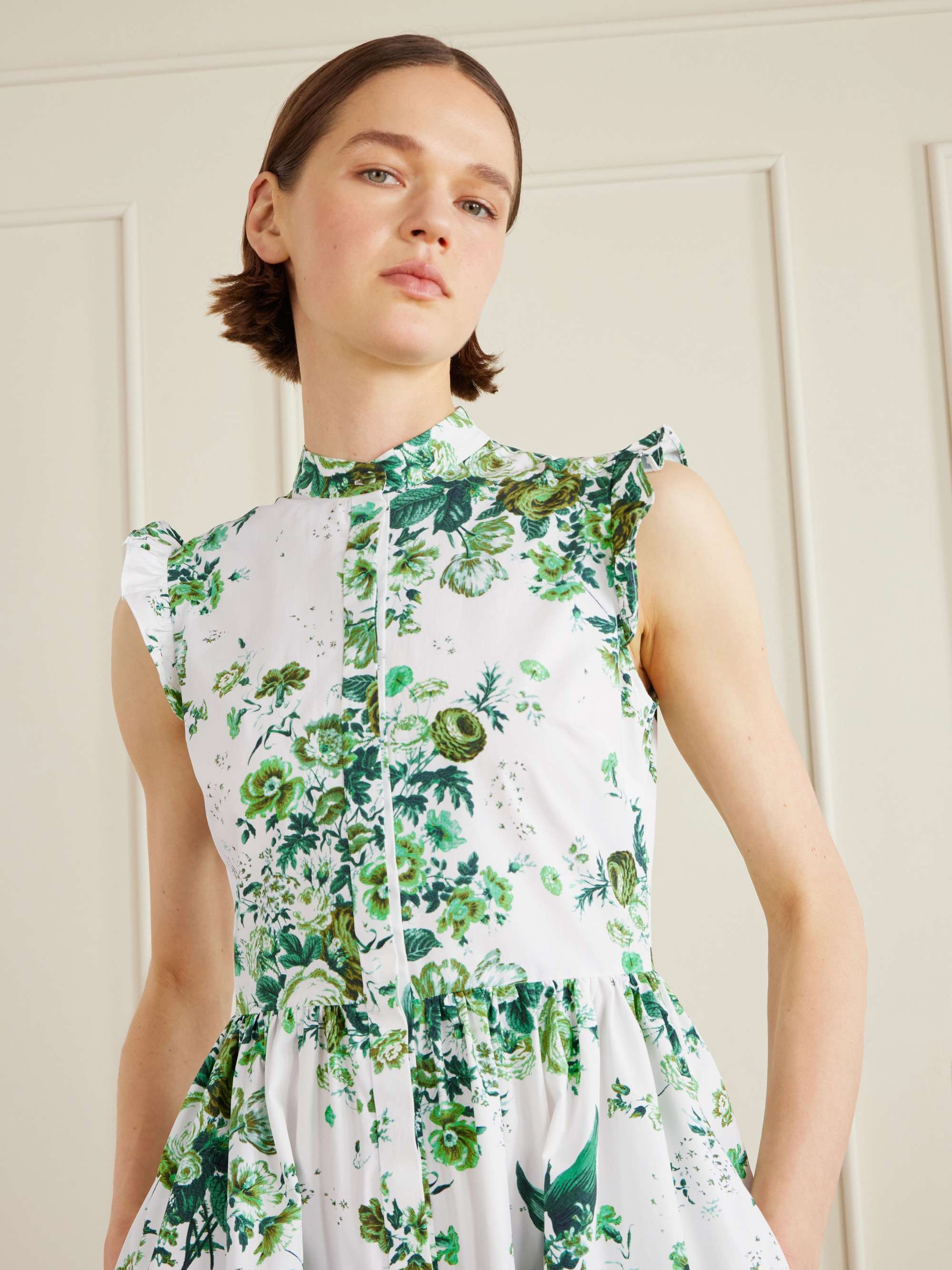 erdem floral cotton poplin midi dress Erdem Floral-print Cotton-poplin Midi Dress - Women - White Dresses