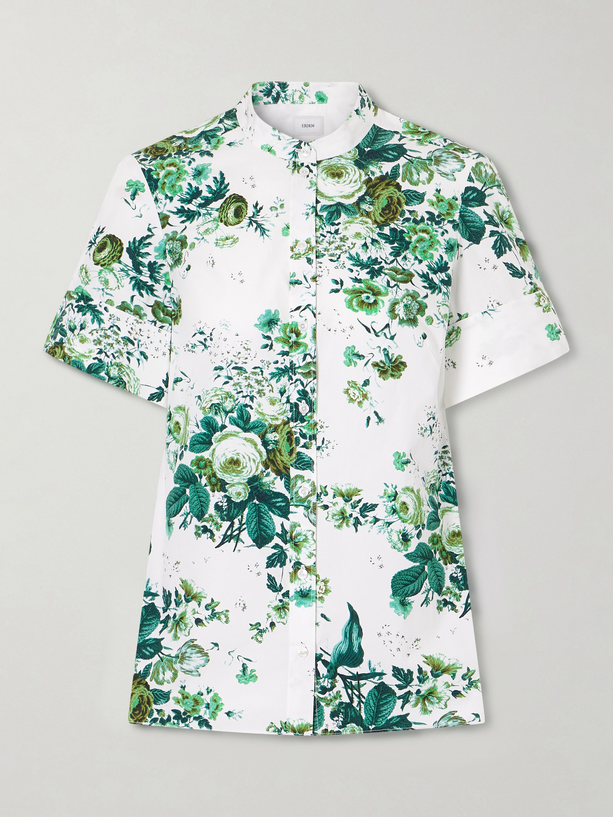 Erdem Floral-print Cotton-poplin Shirt In Green