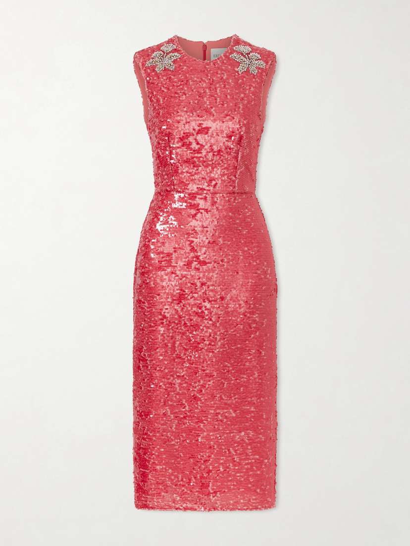 Erdem Crystal-embellished Sequined Satin Midi Dress