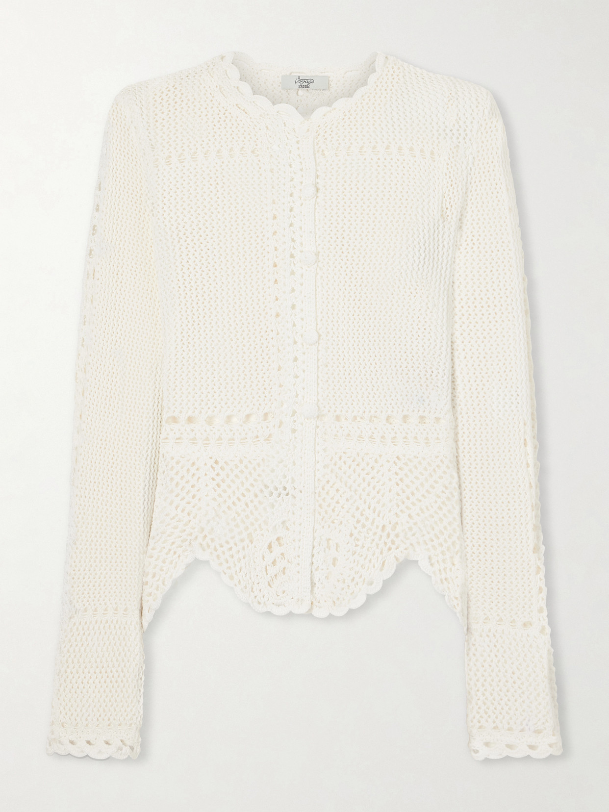 Erdem Crocheted Cotton Peplum Cardigan In White