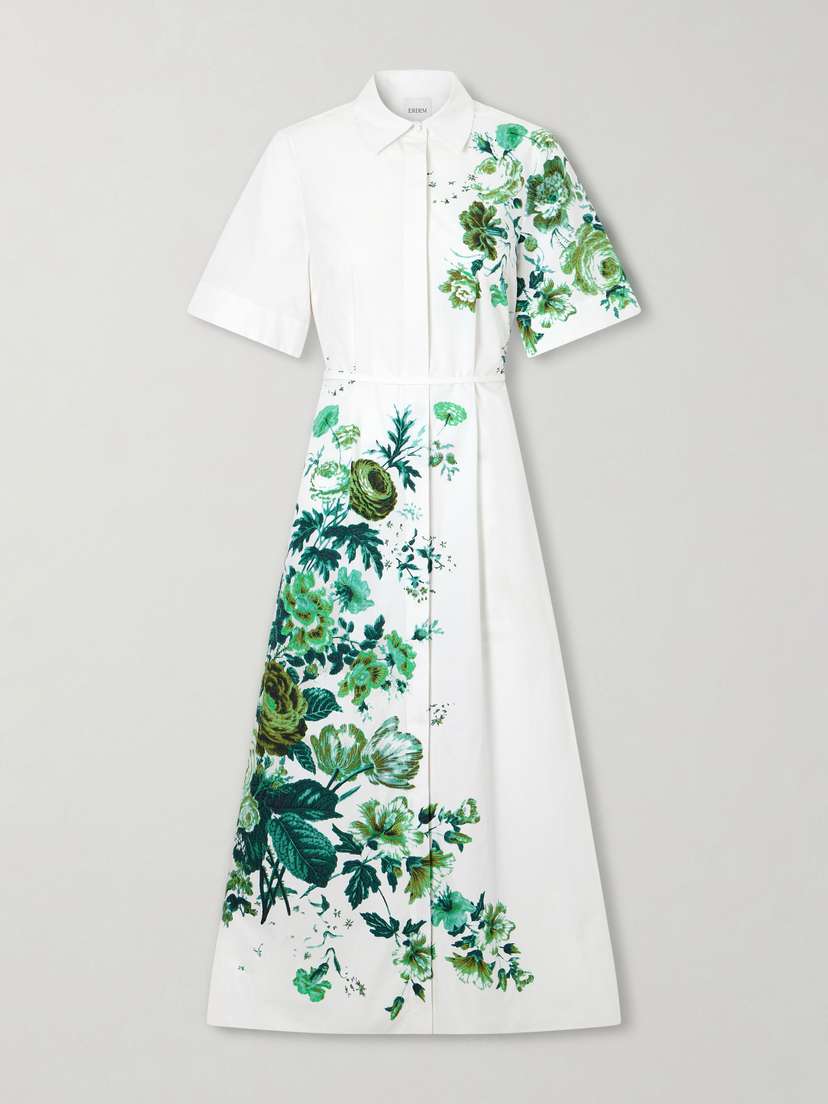 Erdem Floral-print Cotton-poplin Midi Shirt Dress
