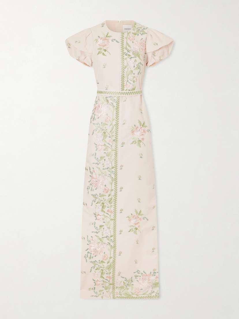 Erdem Floral-embroidered Cotton-faille Gown