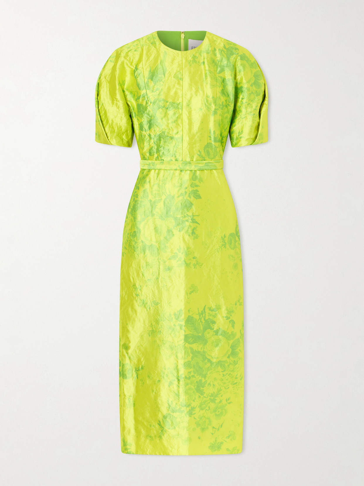 Erdem Printed Crinkled-satin Midi Dress In Green