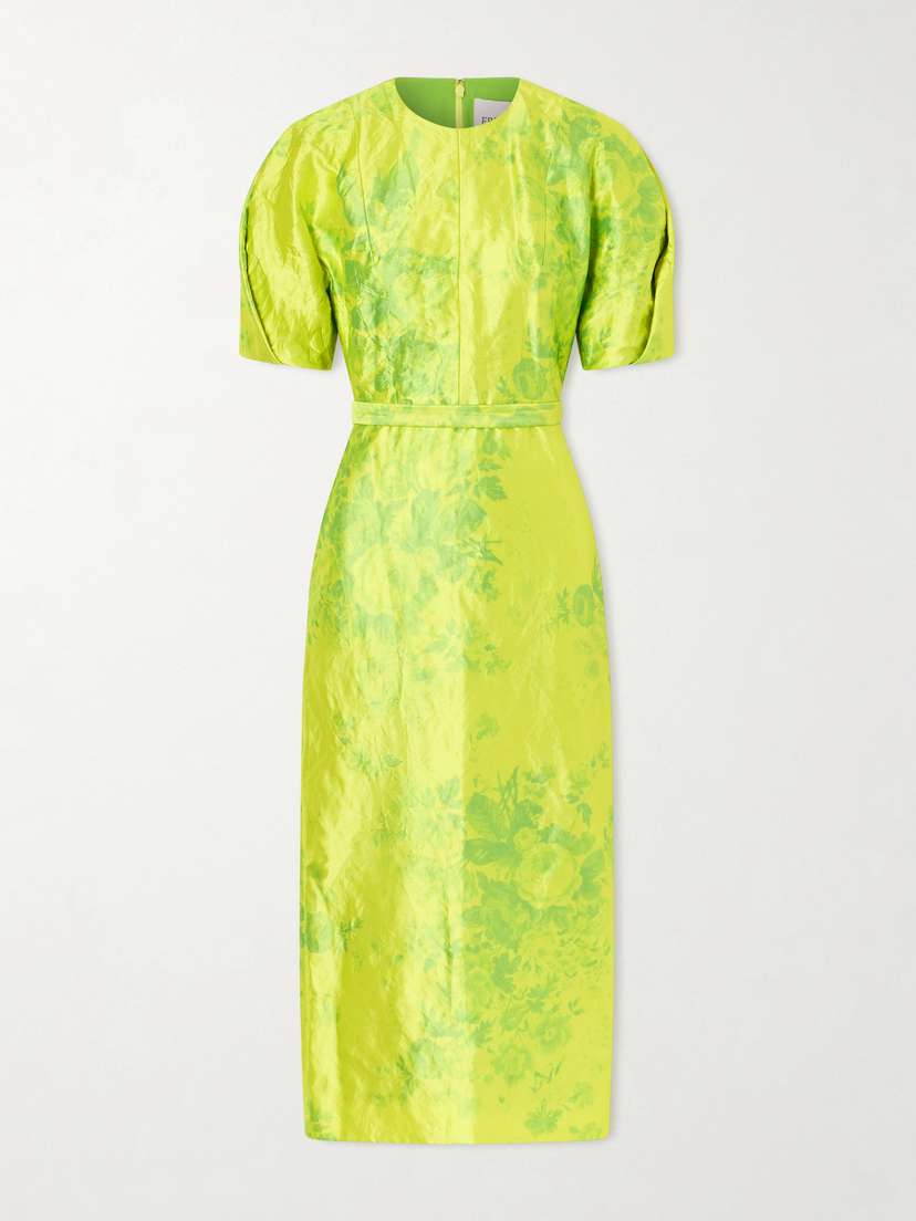 Erdem Printed Crinkled-satin Midi Dress