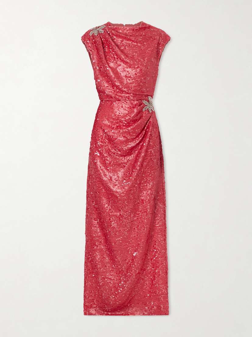 Erdem Draped Sequined Chiffon Gown