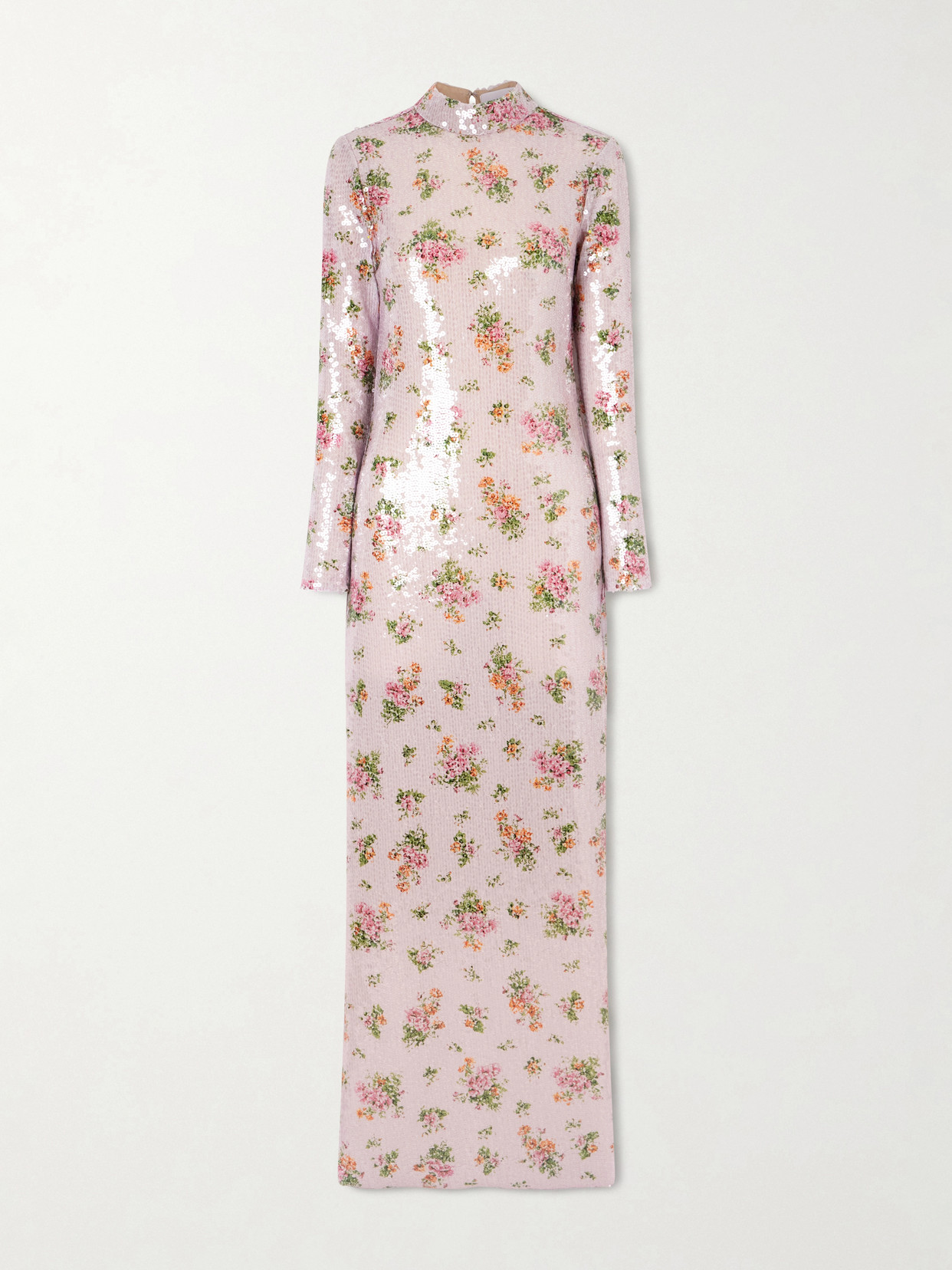 Brandon Maxwell Floral-print Sequined Crepe Gown In Pink