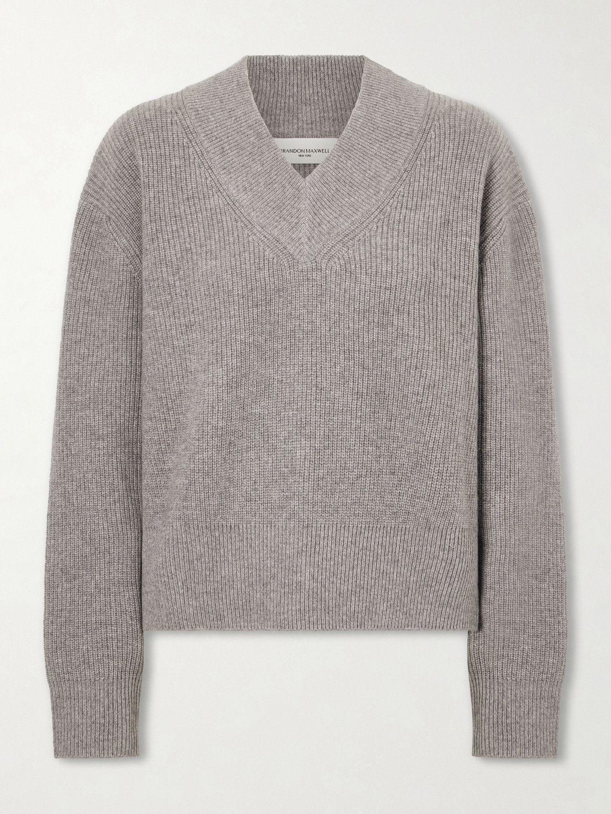 Brandon Maxwell Maris Cashmere Sweater In Gray