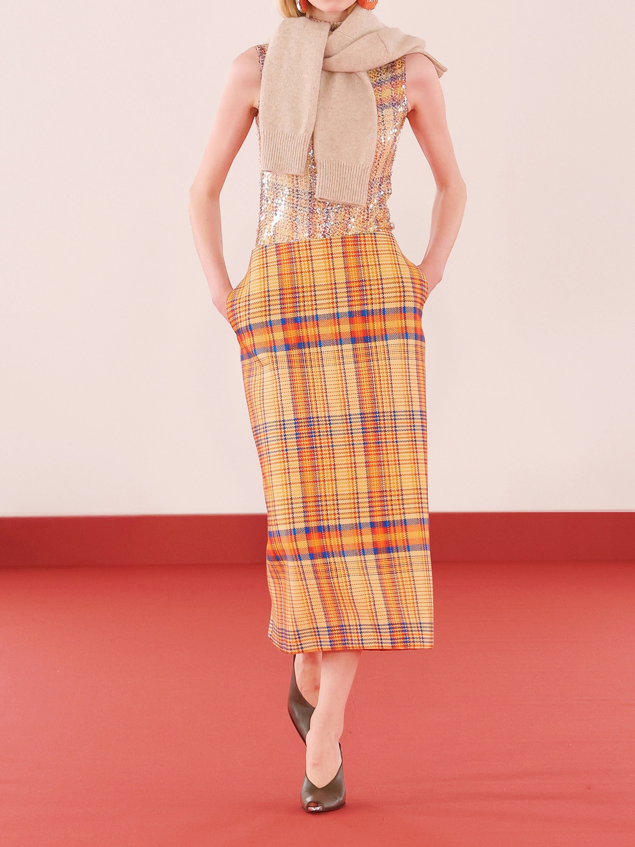 Mercer Checked Wool And Silk-Blend Mikado Midi