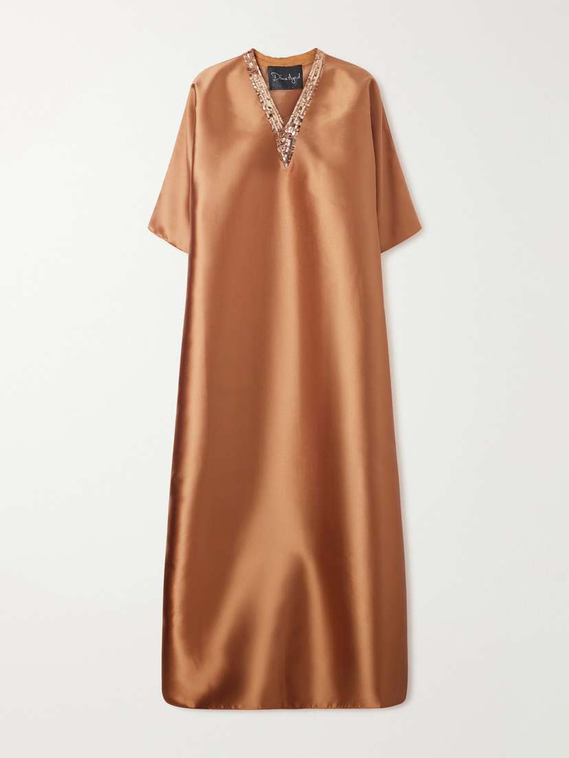 Dima Ayad Sequin-detailed Mikado Kaftan