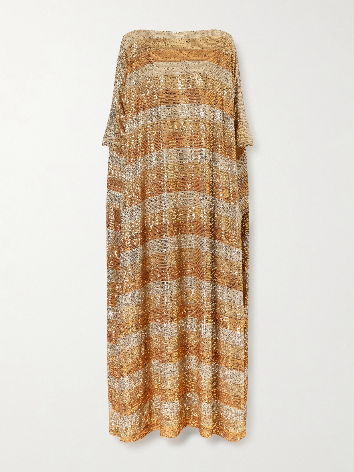 Dima Ayad Striped Sequined Crepe Kaftan In Brown