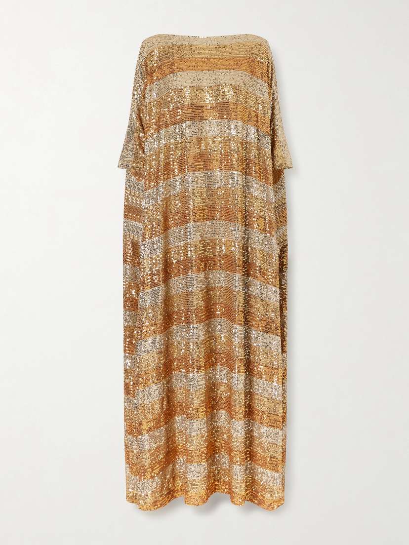 Dima Ayad Striped Sequined Crepe Kaftan