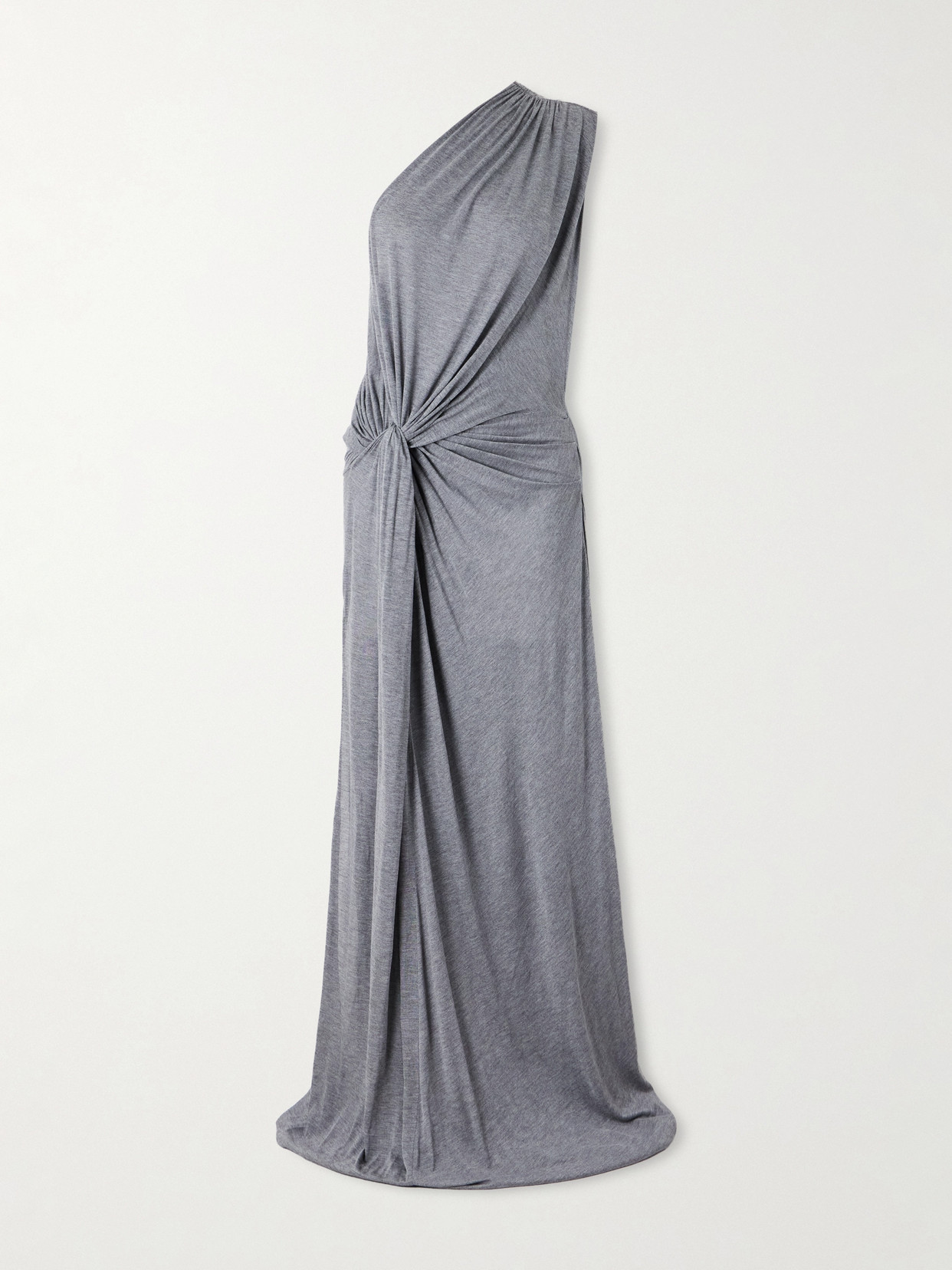 Alex Perry One-shoulder Twist-front Draped Jersey Gown In Gray