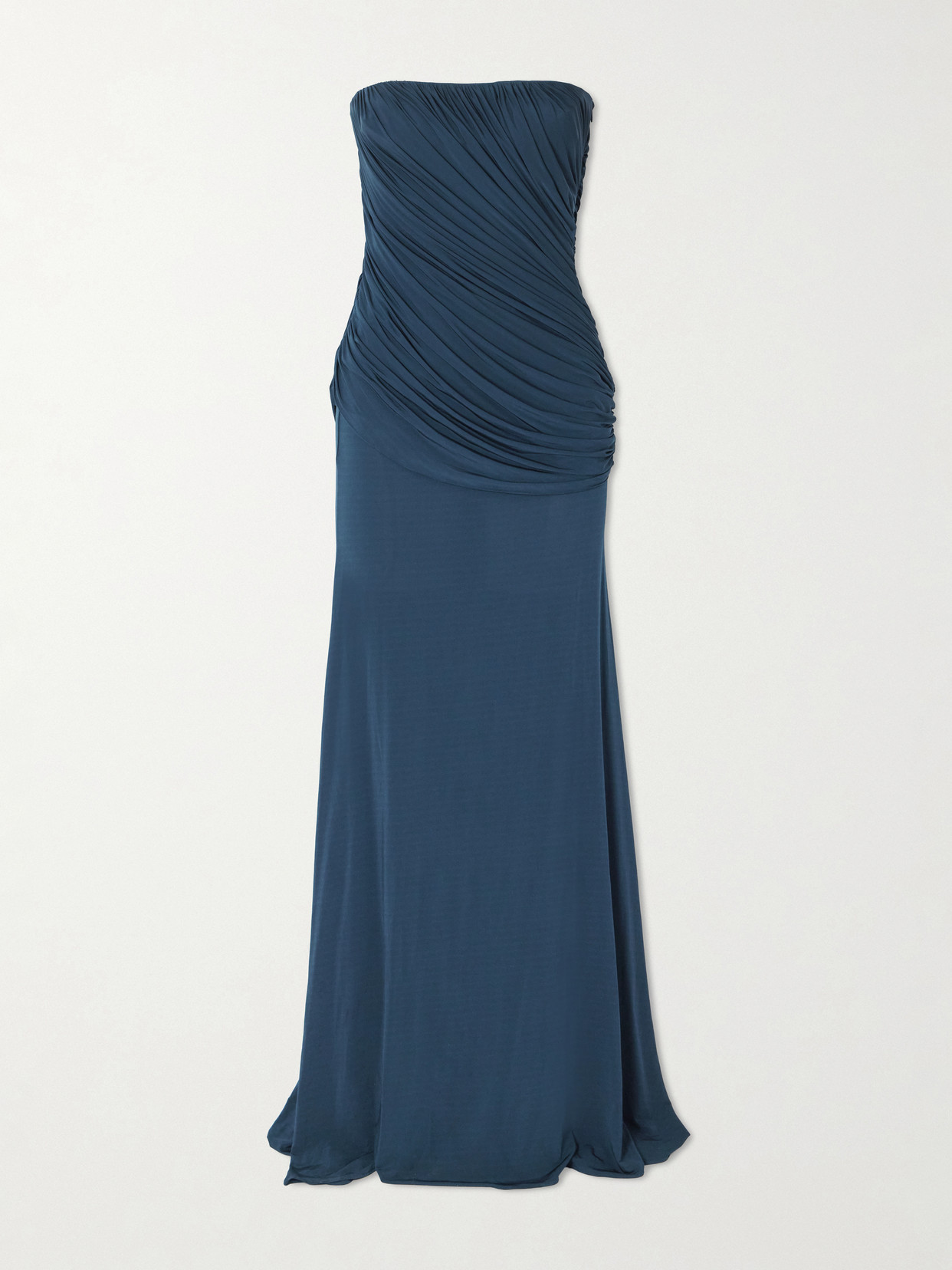 Alex Perry Strapless Draped Jersey Gown In Blue