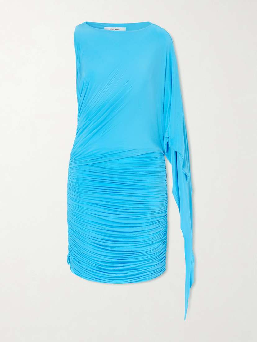 Alex Perry One-shoulder Ruched Draped Stretch-jersey Mini Dress
