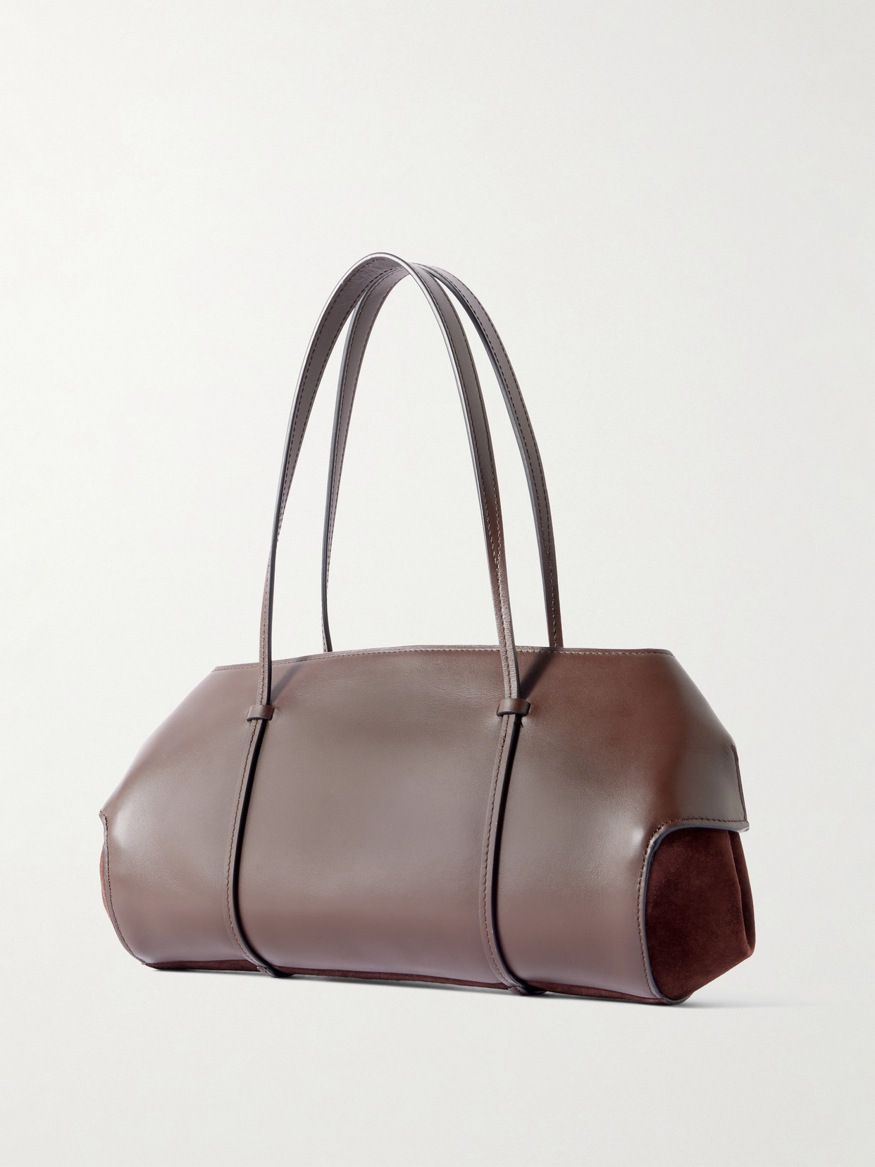 Neous Berenices East To West Suede And Leather Shoulder Bag In Brown