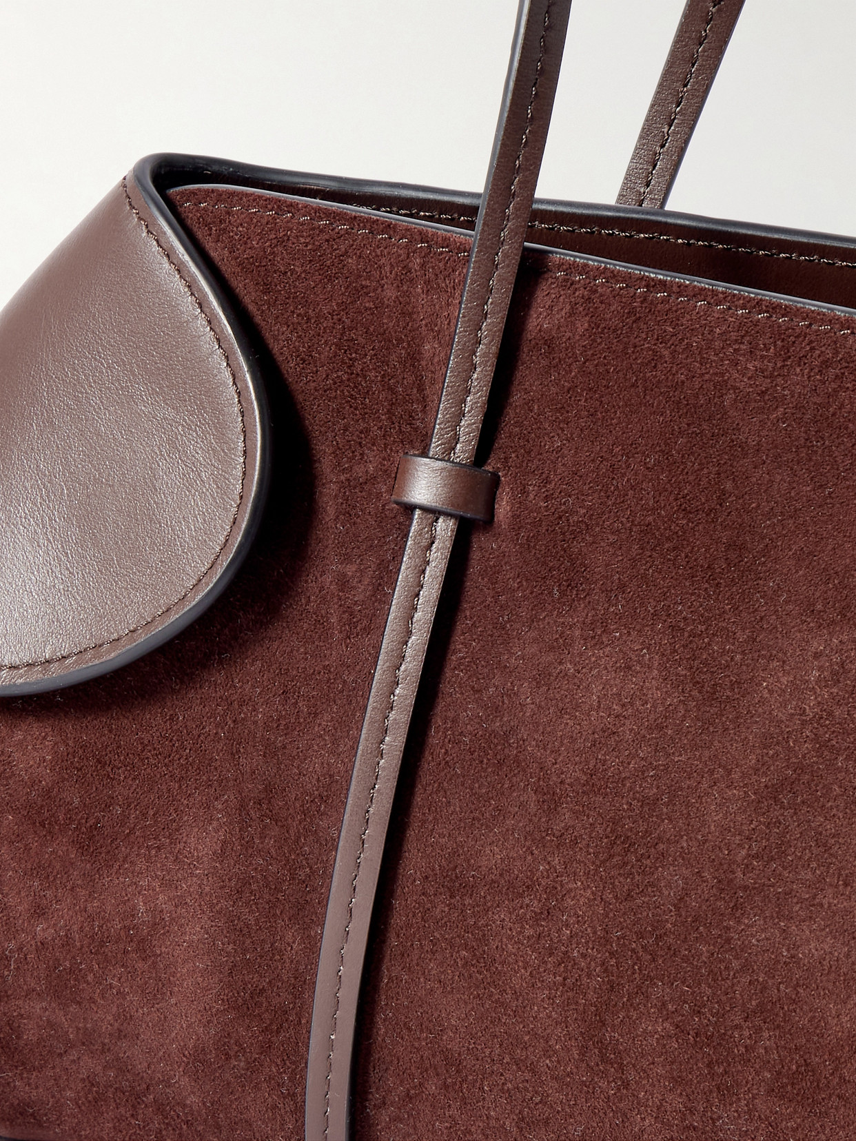 Neous Berenices East To West Suede And Leather Shoulder Bag In Brown