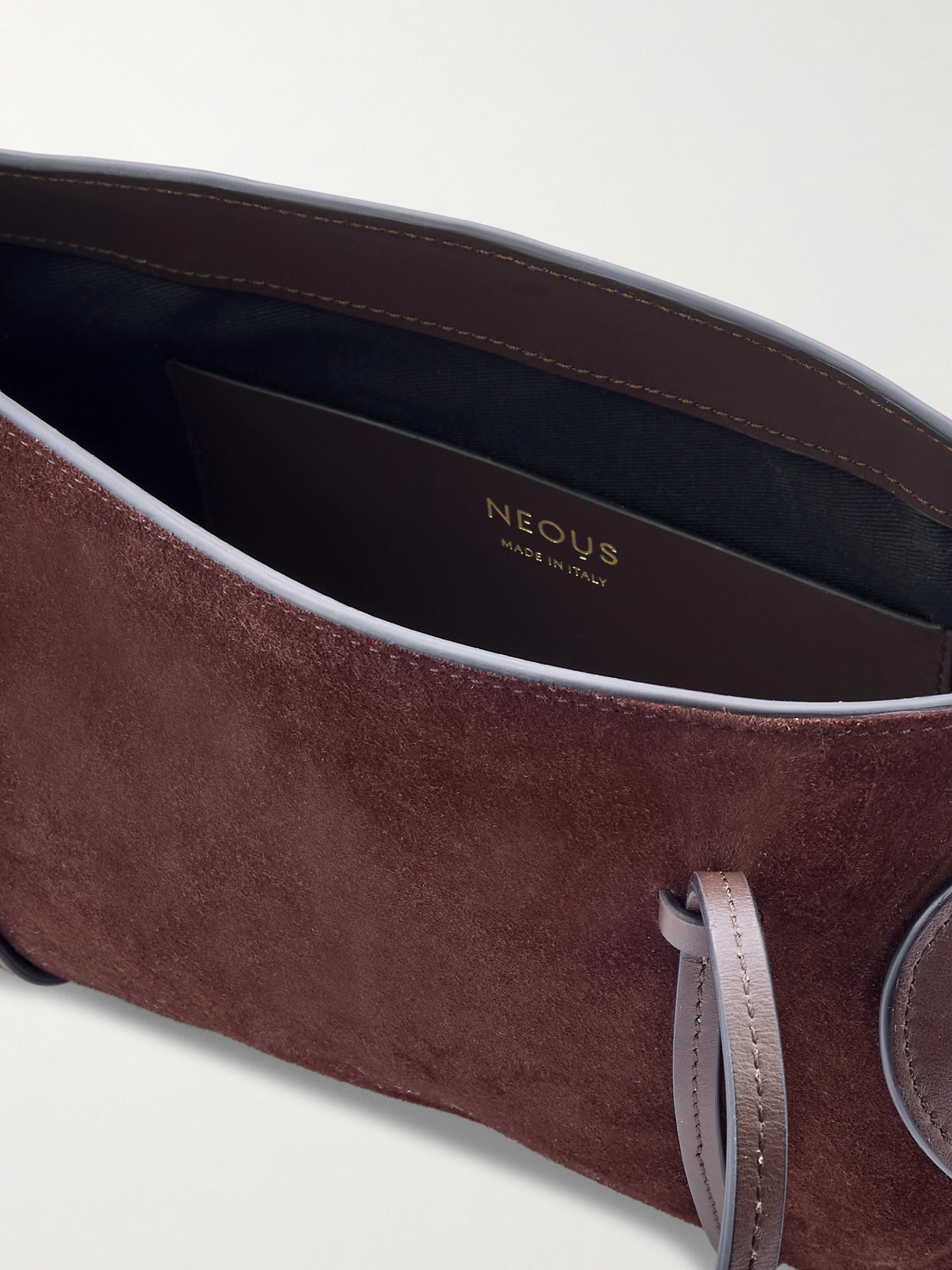 Neous Berenices East To West Suede And Leather Shoulder Bag In Brown