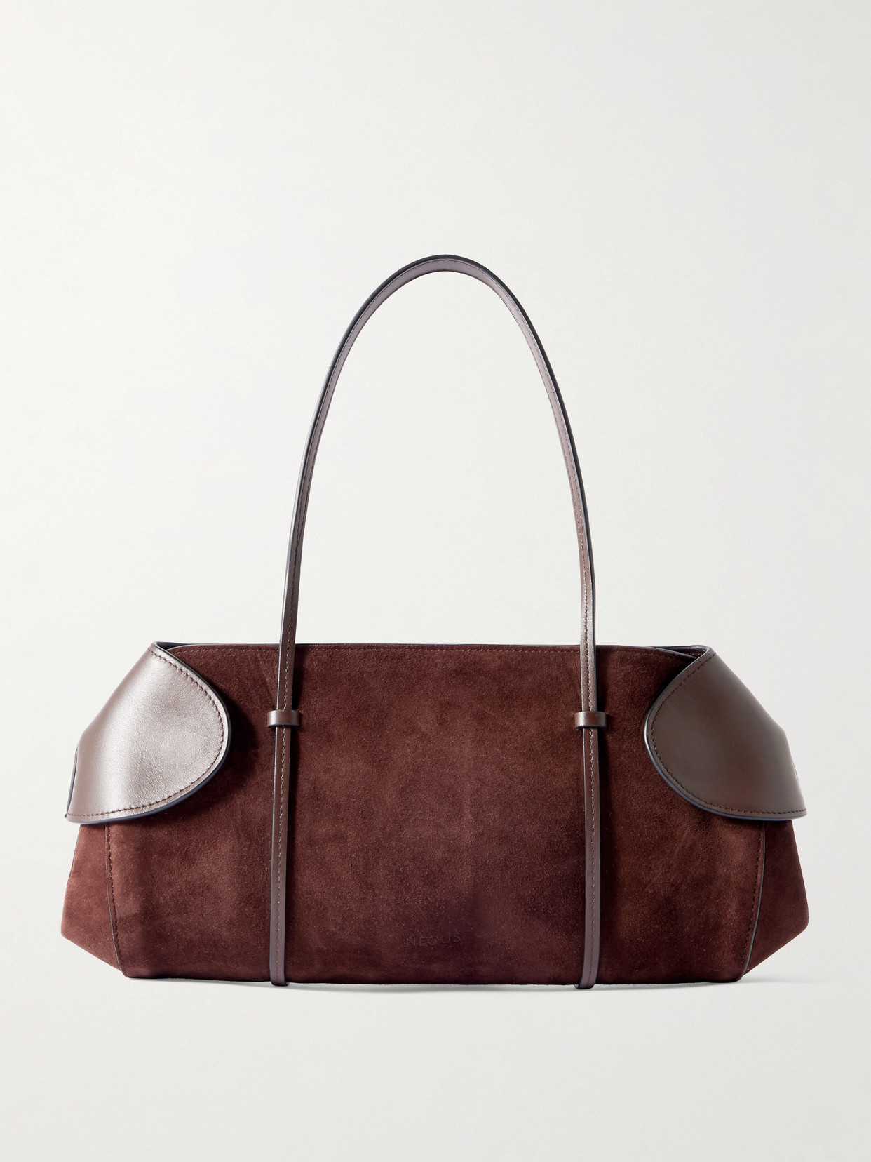 Neous Berenices East To West Suede And Leather Shoulder Bag In Brown