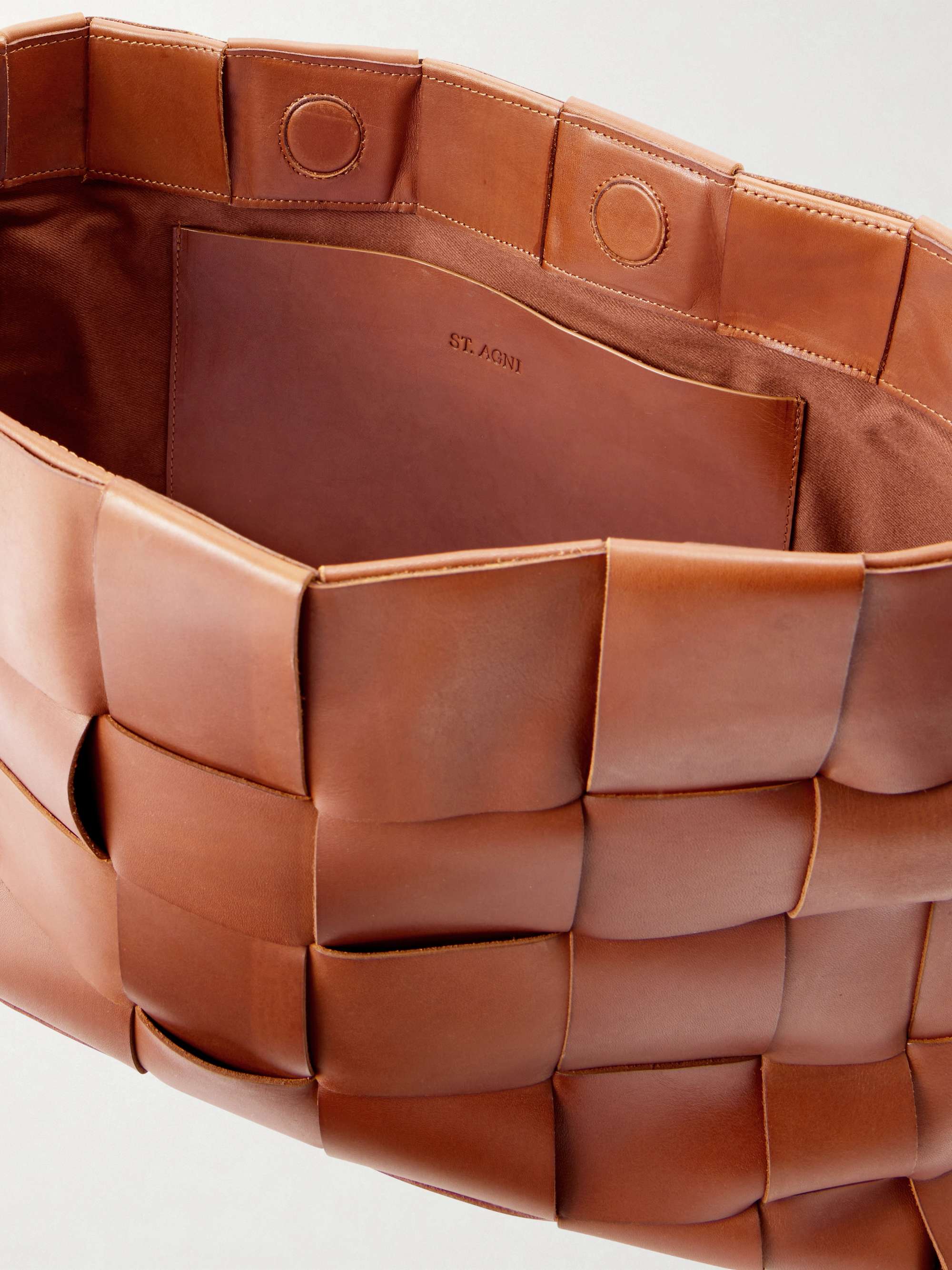 ST. AGNI Woven leather tote | NET-A-PORTER