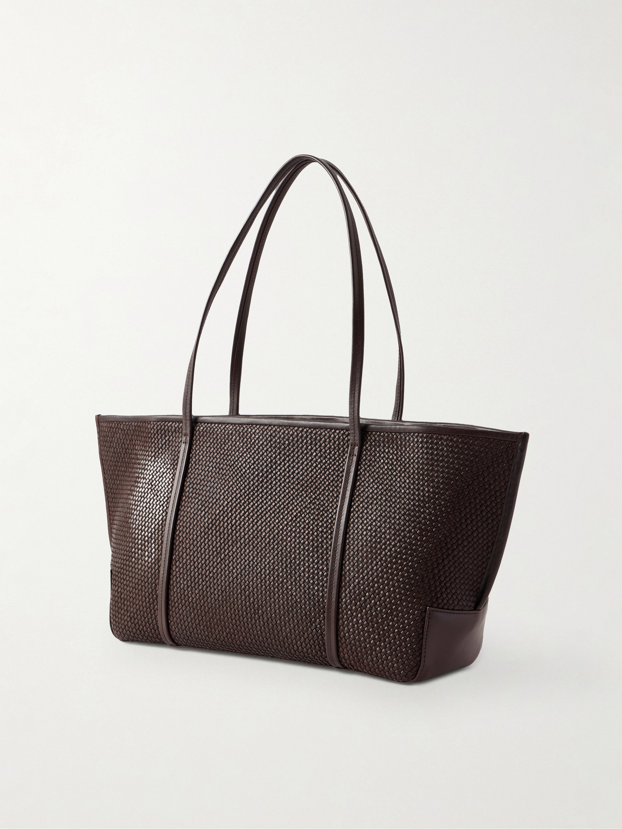 St Agni Woven Slim Bateau Tote In Brown