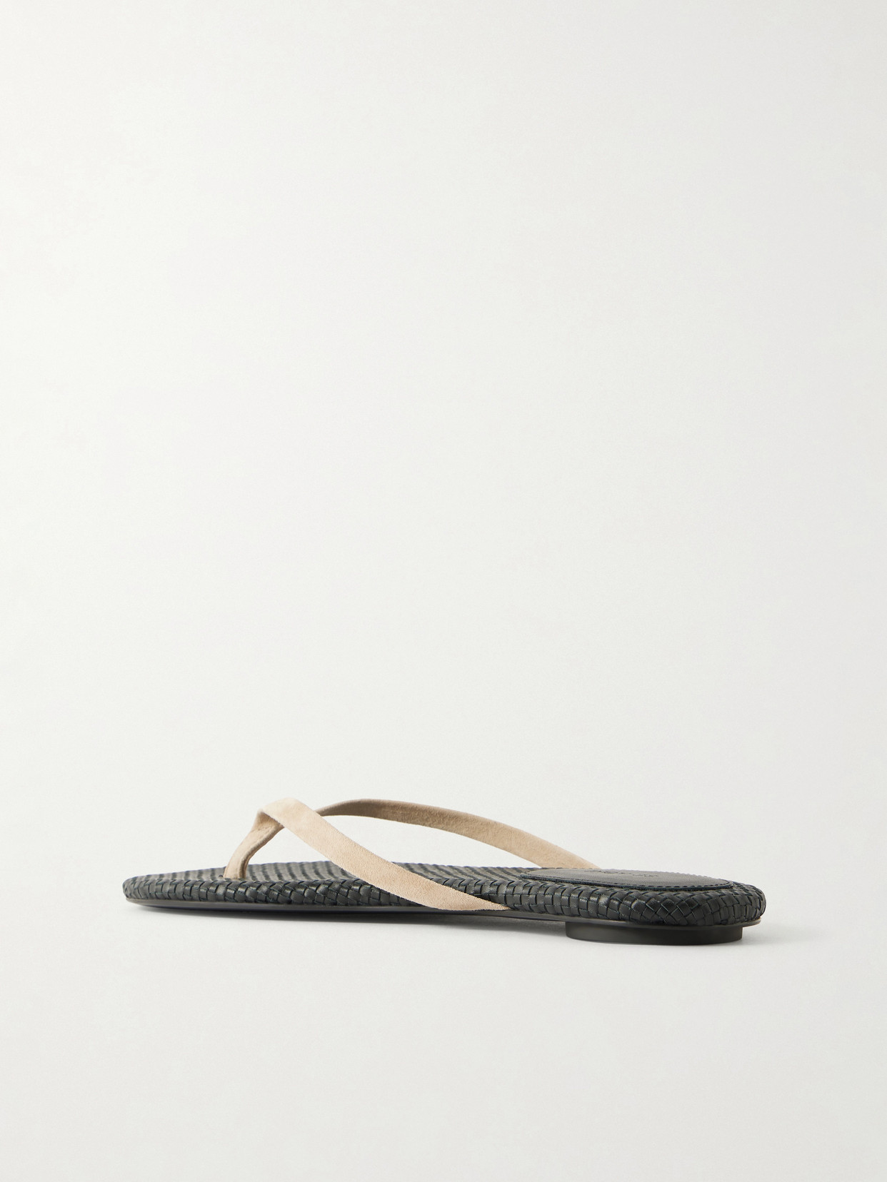 St Agni Suede Woven Flip Flop In Neutral