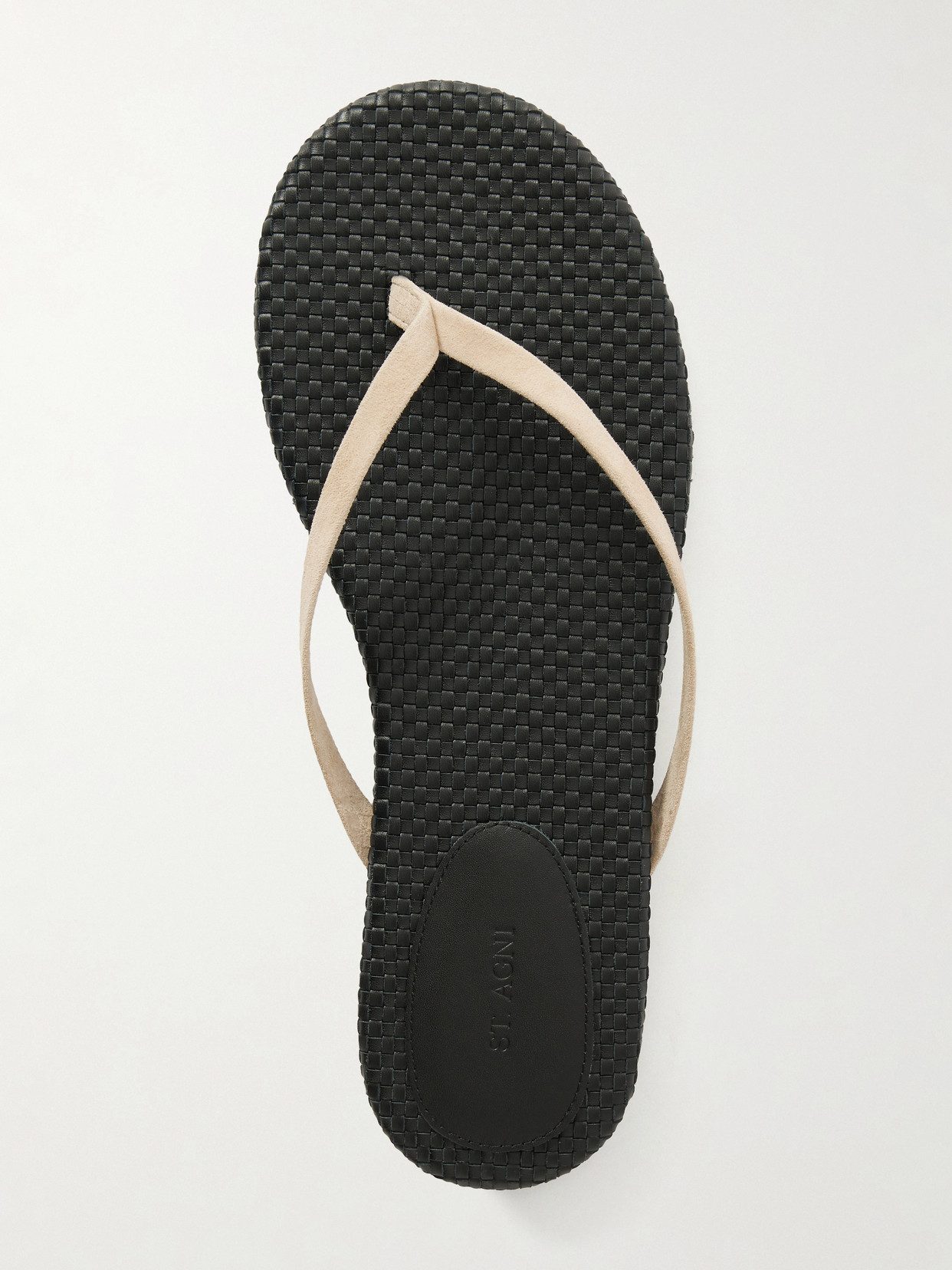 St Agni Suede Woven Flip Flop In Neutral