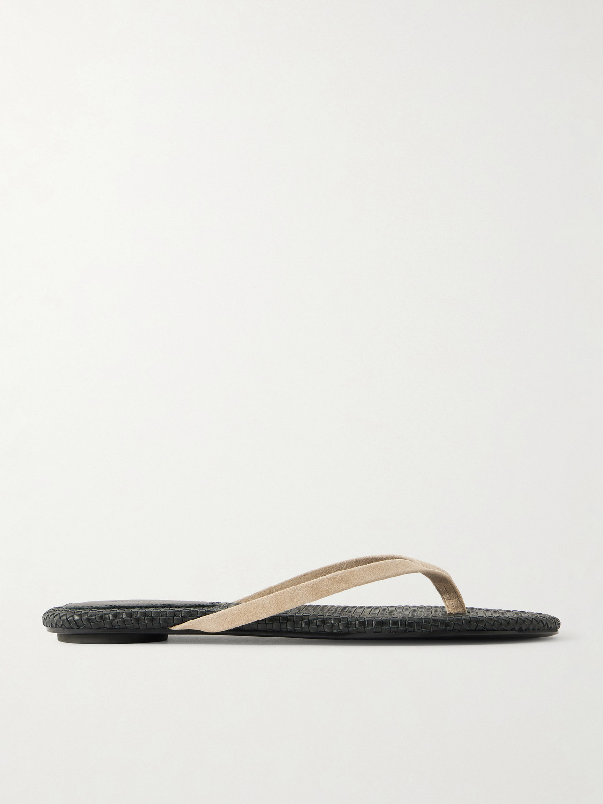 St Agni Suede Woven Flip Flop In Neutral