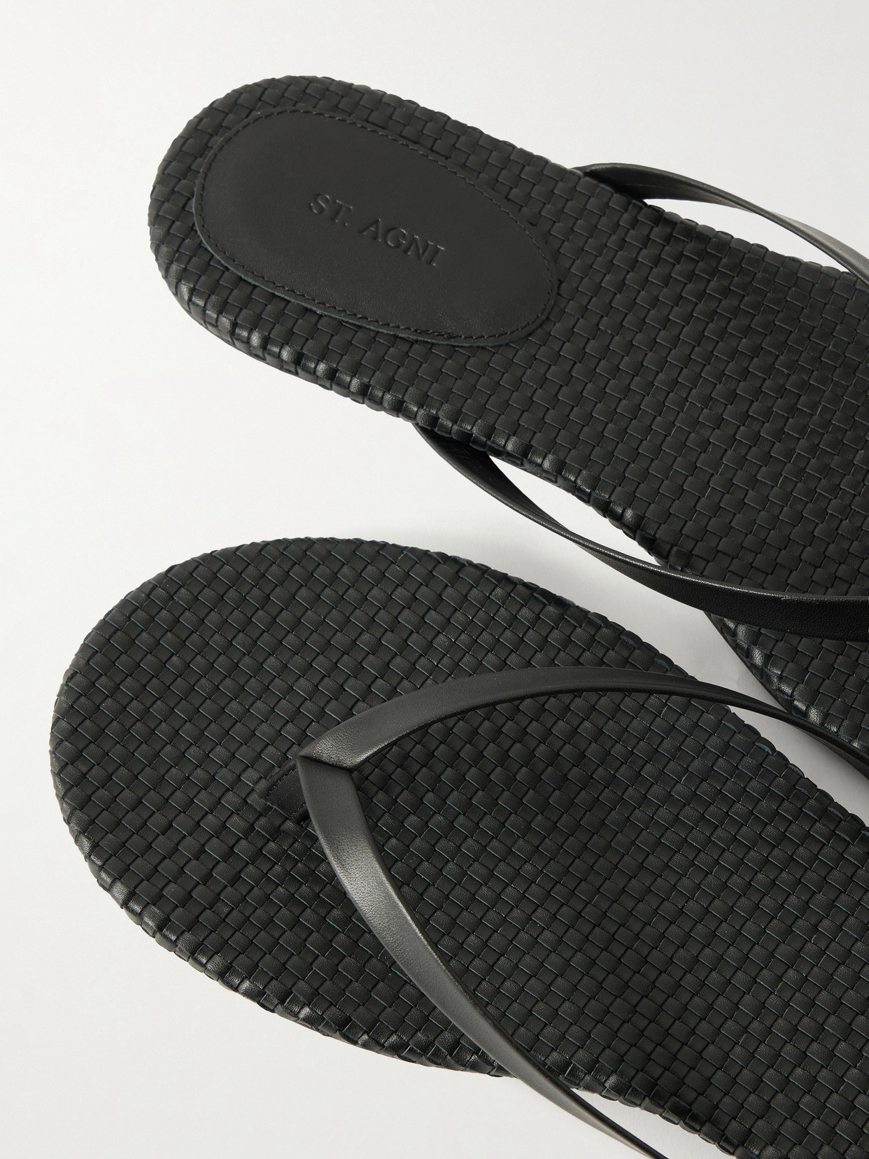Woven Leather Flip Flops